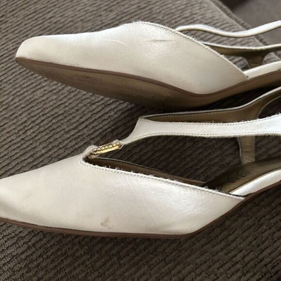 Night Life By Life Stride Womens Shoes White Fabric Cone Heels Size 7B #38014 - Picture 11 of 12